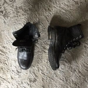 Fabulous Metallic Pewter Combat Boots